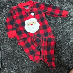 Carter's Red and Black Plaid Santa Footie